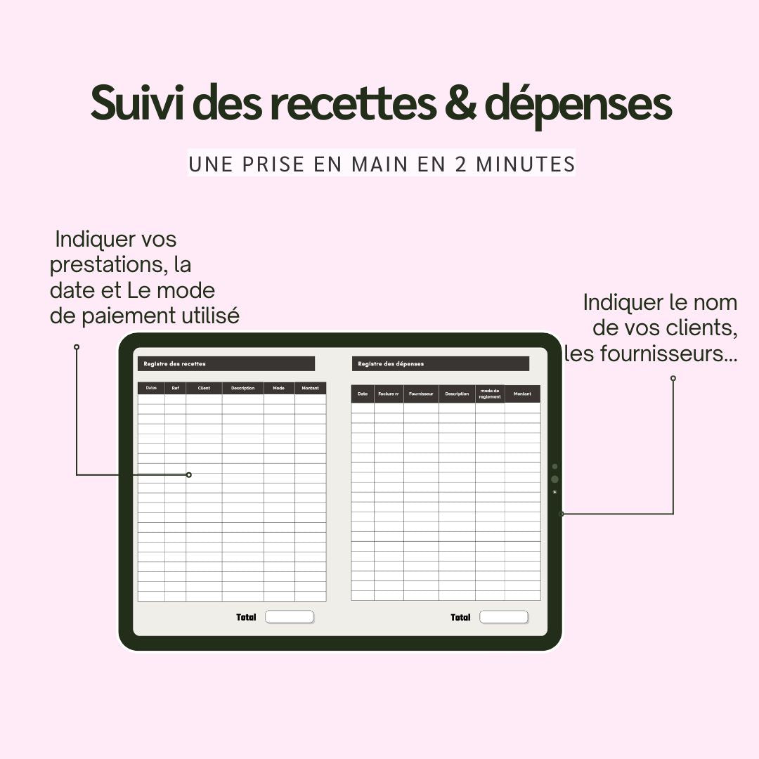Registre des recettes et dépenses (100% Digital)